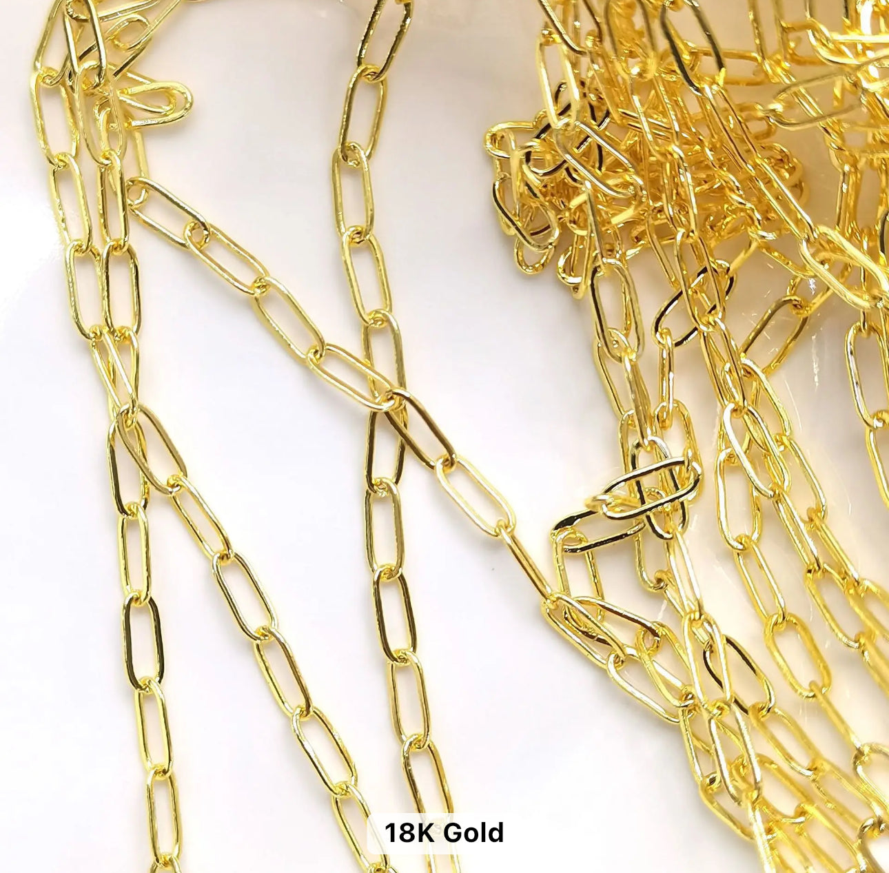 Paper clip 18k gold plated chain ( 1 feer ) Anti tarnish