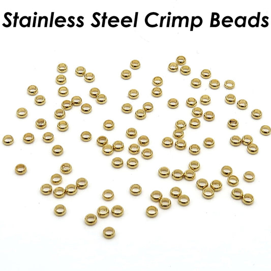 Stainless steel gold crimp beads - 2.5mm