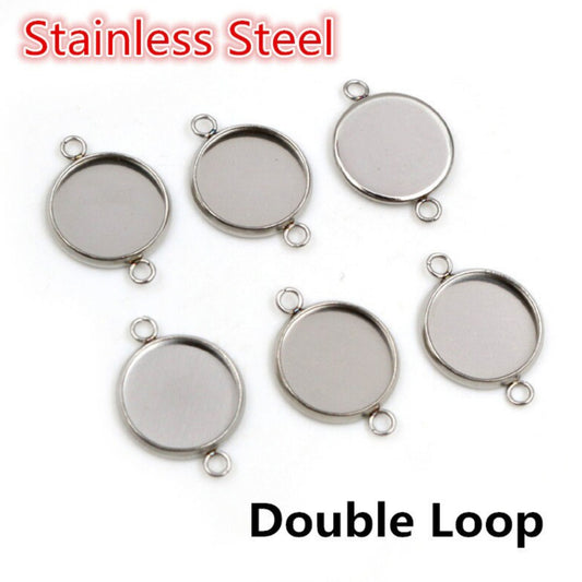 SS400 Stainless steel double loop cabochon