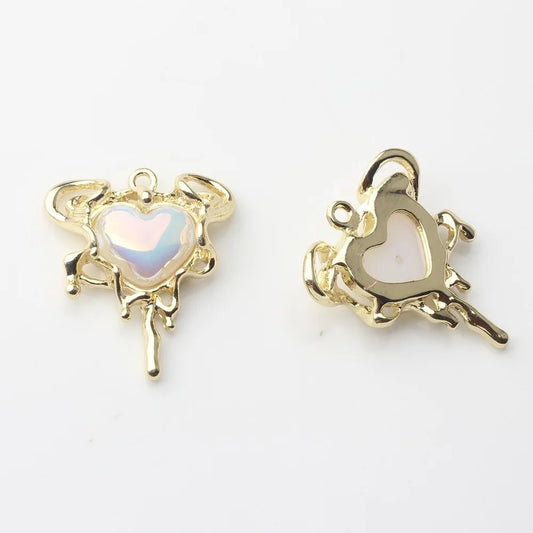 GP 1008 Heart gold plated charm - Anti tarnish - per piece