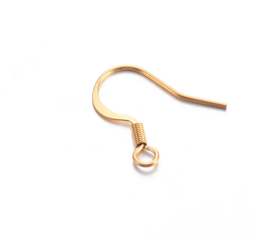 SS 1306 - hooks - 18k gold plated stainless steel - per pair - anti tarnish