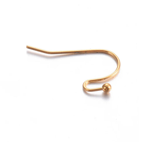 SS 1303 - hooks - 18k gold plated stainless steel - per pair - anti tarnish