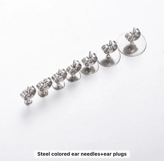 SS 1309 - flat bottom stud - steel plated stainless steel - per pair - anti tarnish