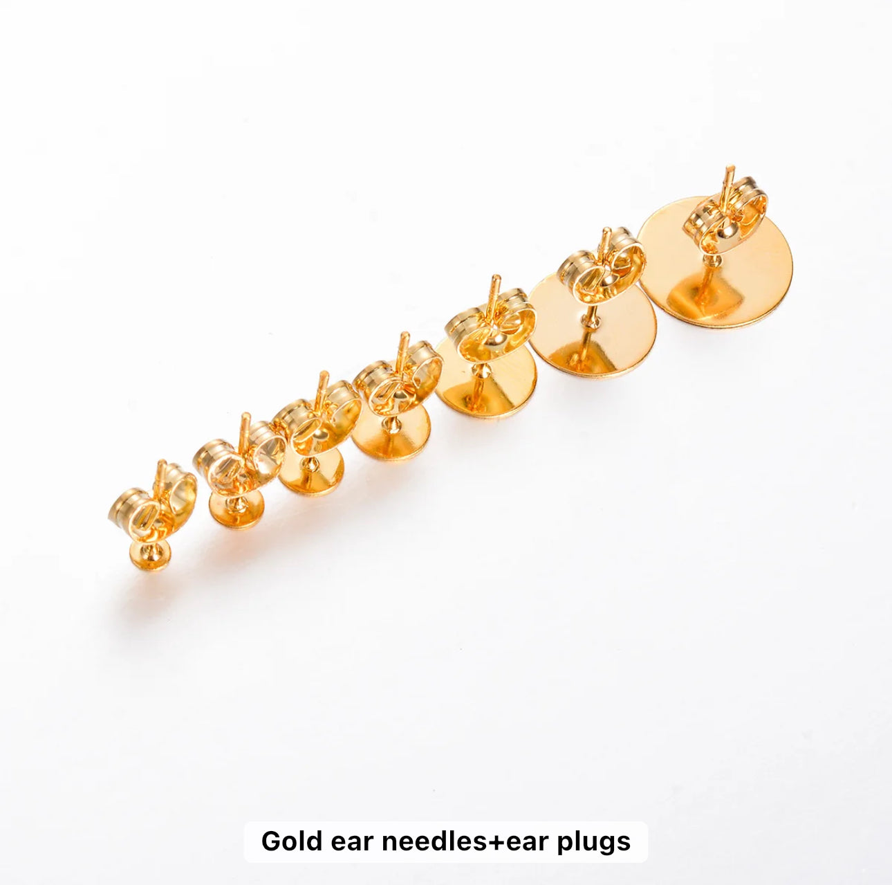 SS 1310 - flat bottom stud - 18k gold plated stainless steel - per pair - anti tarnish