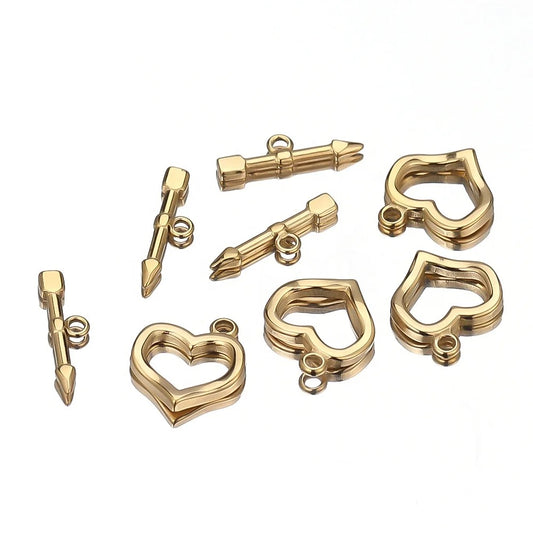 SS 2023 - Heart shaped OT clasp 18k gold plated stainless steel - per piece - anti tarnish