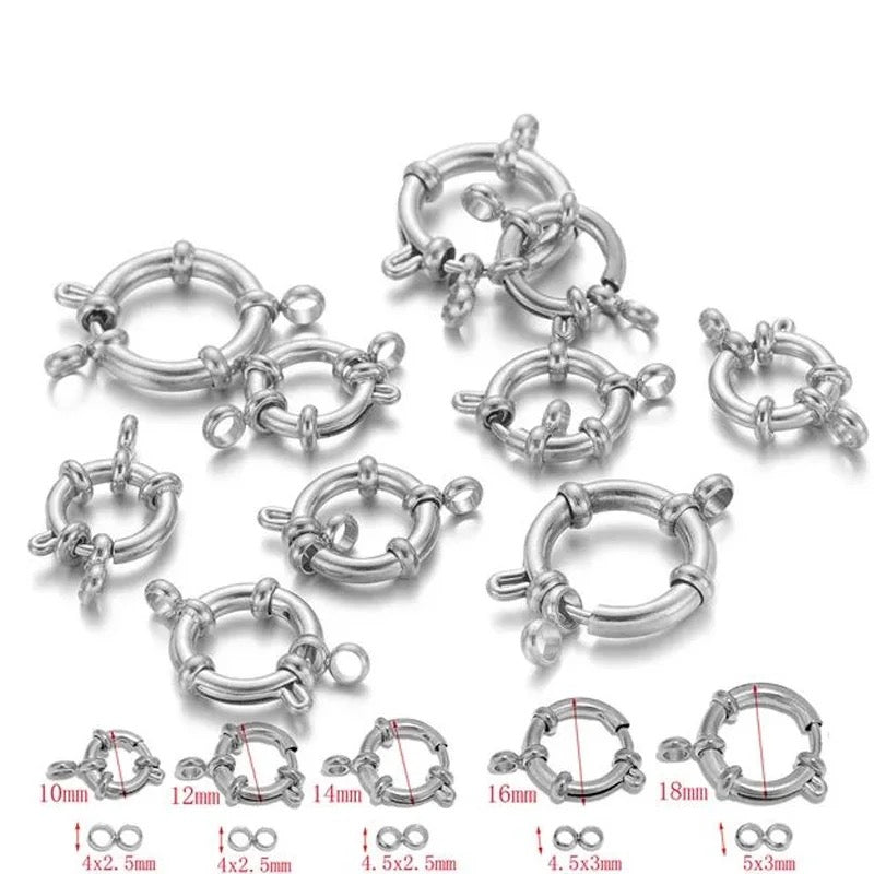 SS 2025 Spring clasp silver plated stainless steel - per piece - anti tarnish