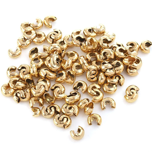 SS 2027 - crimp bead 4mm 18k gold plated stainless steel - per piece - anti tarnish