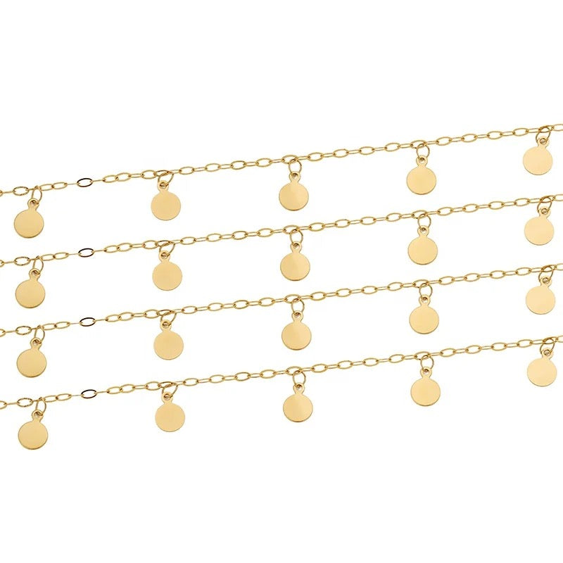 6mm round drop gold Stainless steel chain - per feet - Anti tarnish