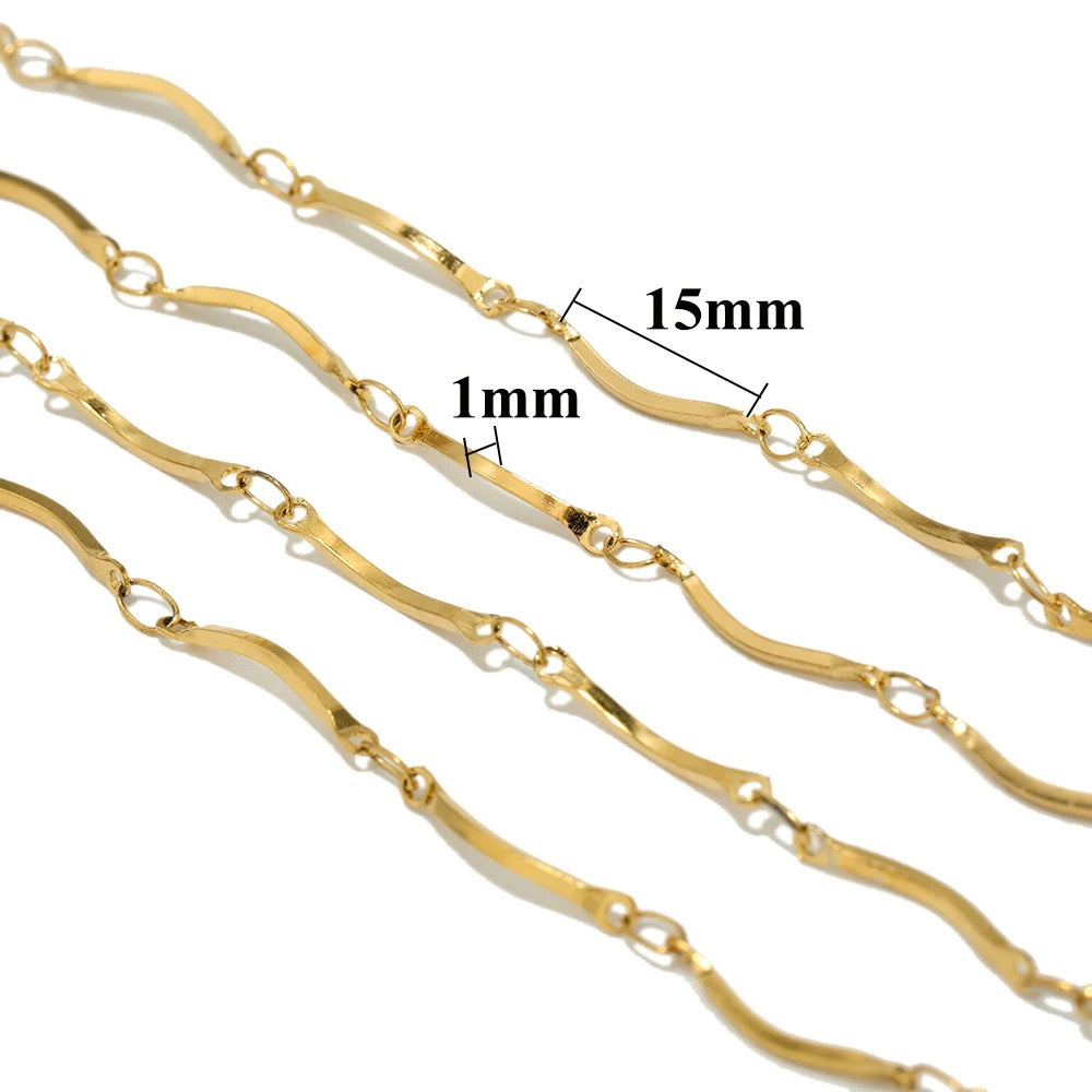 Bend chain gold Stainless steel chain - per feet - Anti tarnish