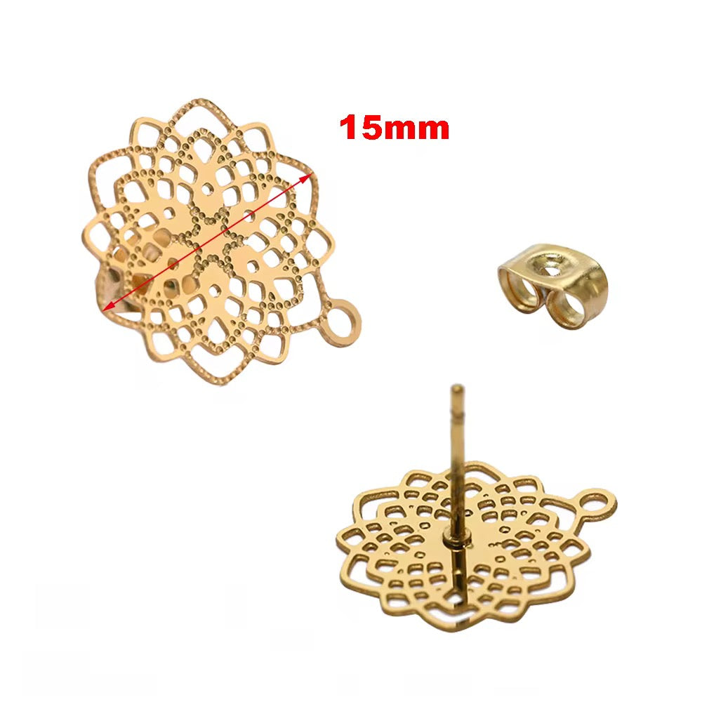 SS 2239 - 18k gold plated Stainless steel stud ( 2 pc ) Anti tarnish