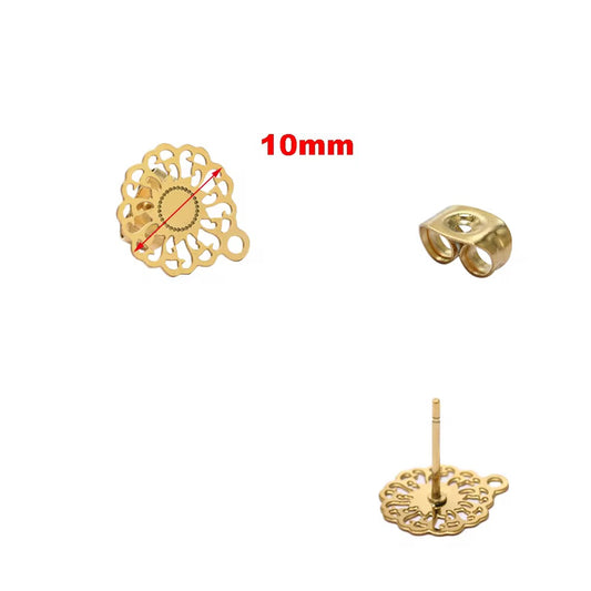 SS 2240 - 18k gold plated Stainless steel stud ( 2 pc ) Anti tarnish