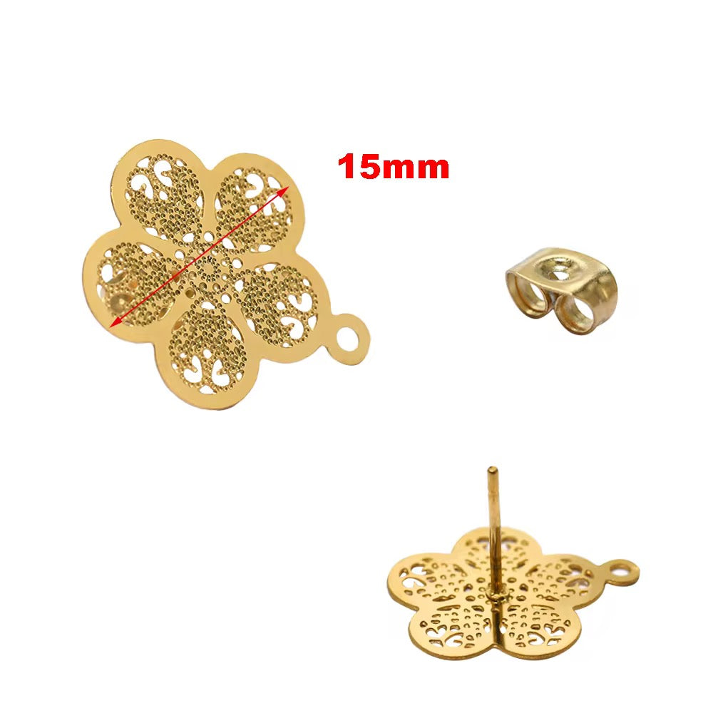 SS 2242 - 18k gold plated Stainless steel stud ( 2 pc ) Anti tarnish