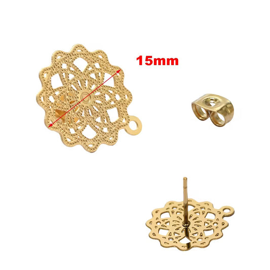 SS 2243 - 18k gold plated Stainless steel stud ( 2 pc ) Anti tarnish