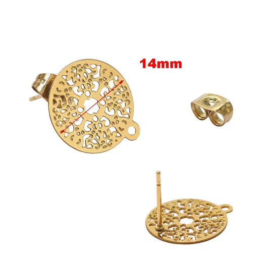 SS 2244 - 18k gold plated Stainless steel stud ( 2 pc ) Anti tarnish