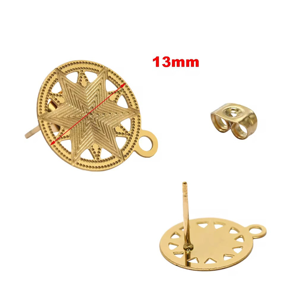 SS 2245 - 18k gold plated Stainless steel stud ( 2 pc ) Anti tarnish