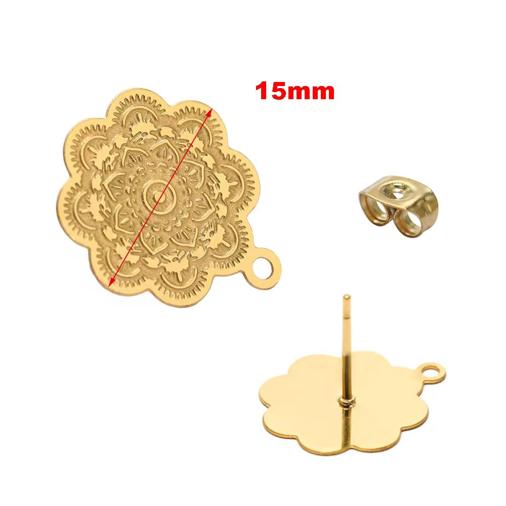 SS 2247 - 18k gold plated Stainless steel stud ( 2 pc ) Anti tarnish