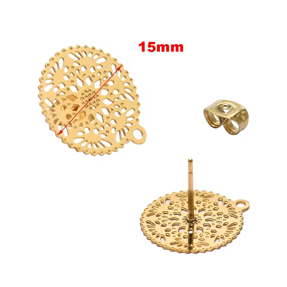 SS 2249 - 18k gold plated Stainless steel stud ( 2 pc ) Anti tarnish