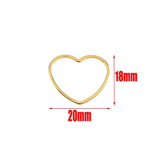 SS 2254 - Heart Hollow bezel 18k gold plated Stainless steel ( 1 pc ) Anti tarnish