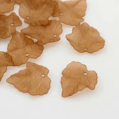 AC 2033 Brown Maple leaf frosted Acrylic bead ( 1 pc )