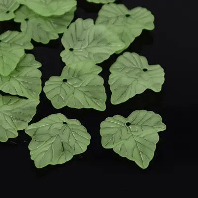 AC 2034 light green Maple leaf frosted Acrylic bead ( 1 pc )