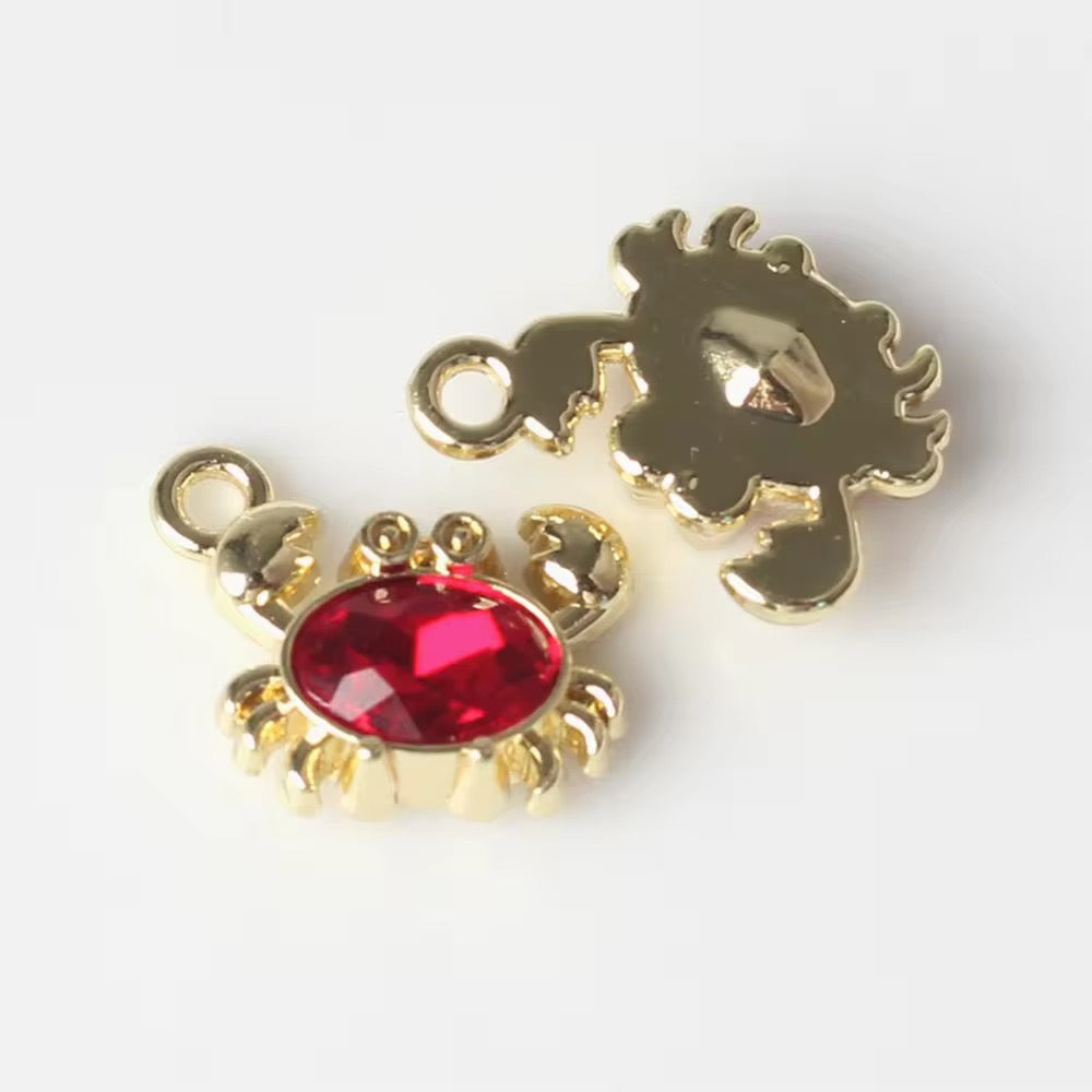 AP 2270 Red crab tiny gold plated Alloy charm ( 1 pc ) - tarnish resistant- premium quality