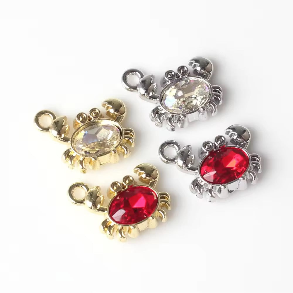 AP 2270 Red crab tiny gold plated Alloy charm ( 1 pc ) - tarnish resistant- premium quality