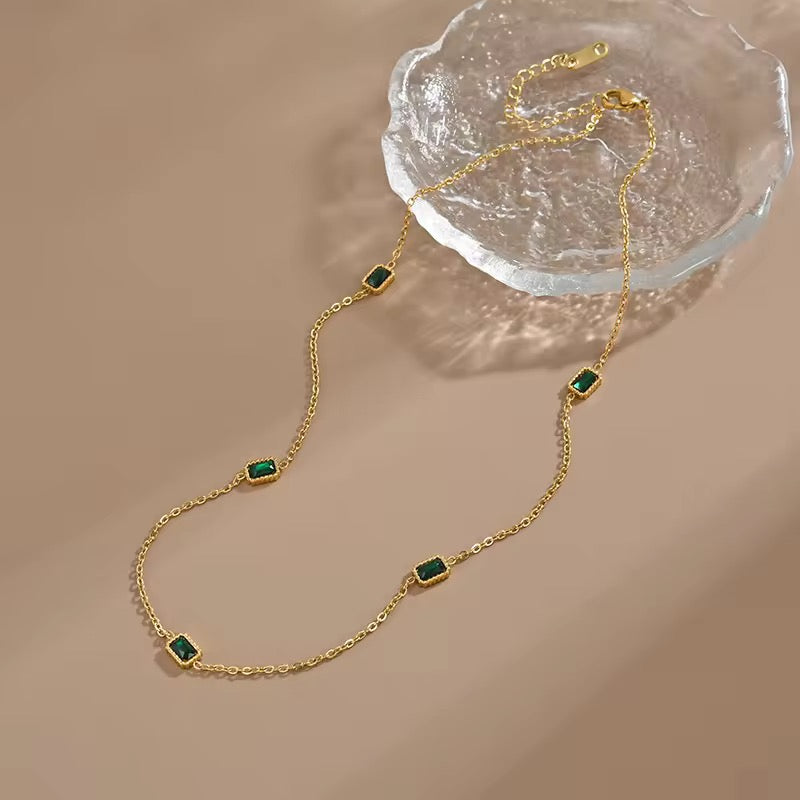 SS 06 Dainty Emerald Necklace - 18k stainless steel - Anti tarnish