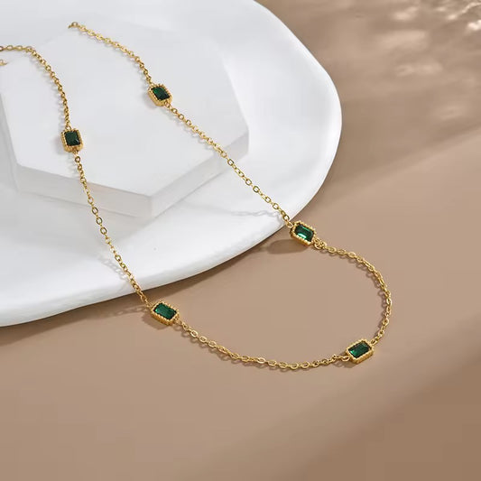 SS 06 Dainty Emerald Necklace - 18k stainless steel - Anti tarnish