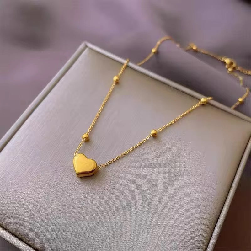 SS 20 Heart Bead necklace - 18k stainless steel - Anti tarnish