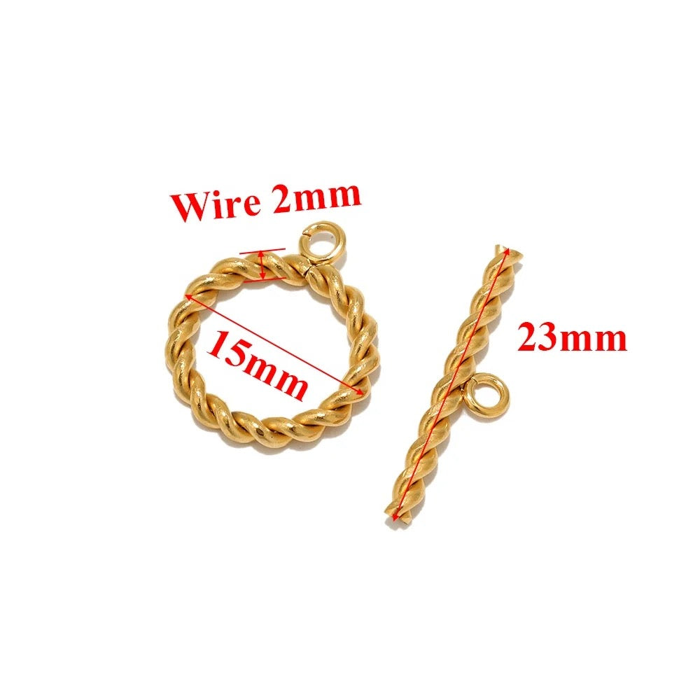 SS 1155 - Gold toggle clasp 18k gold plated stainless steel - per set - anti tarnish