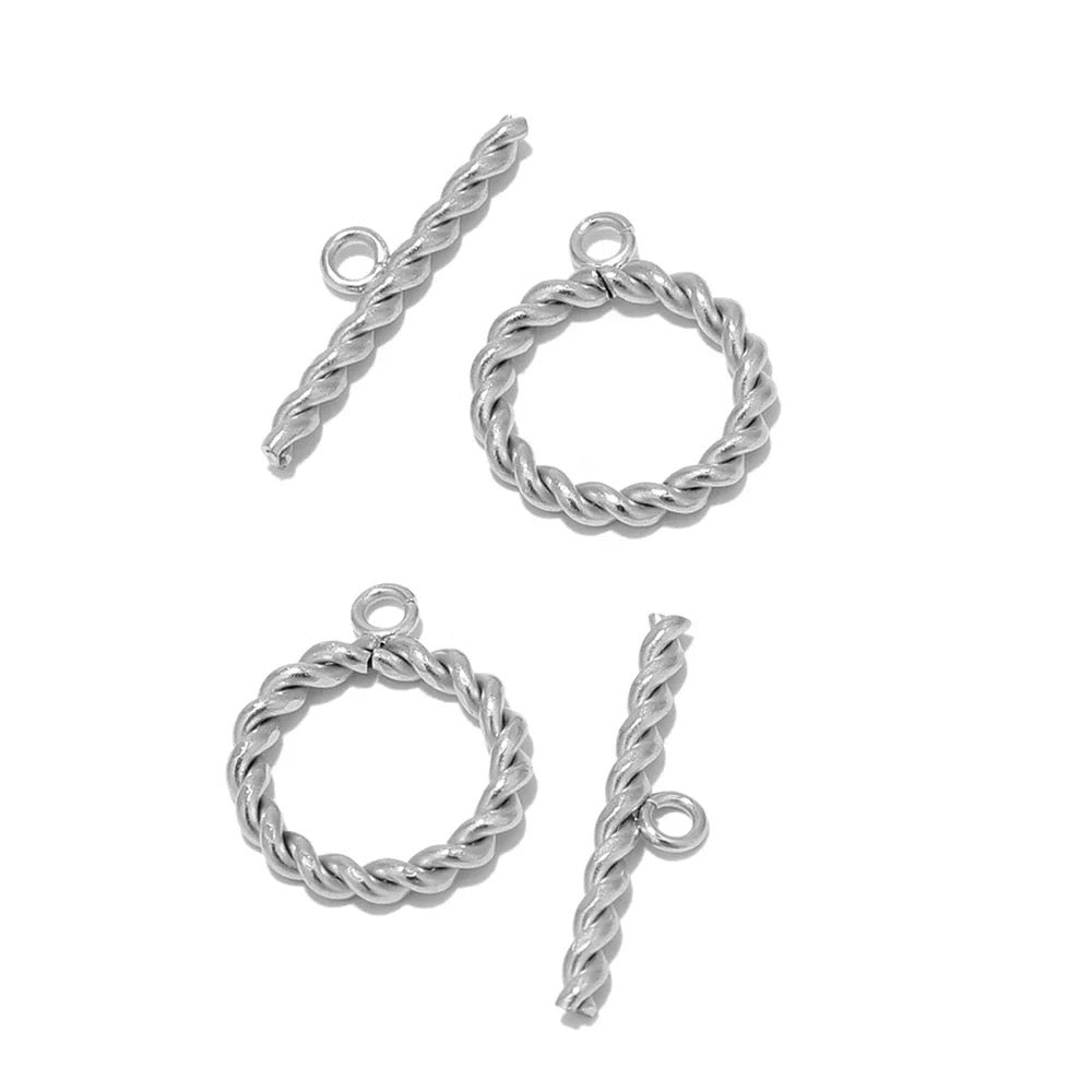 SS 1156 - Silver toggle clasp 18k gold plated stainless steel - per set - anti tarnish