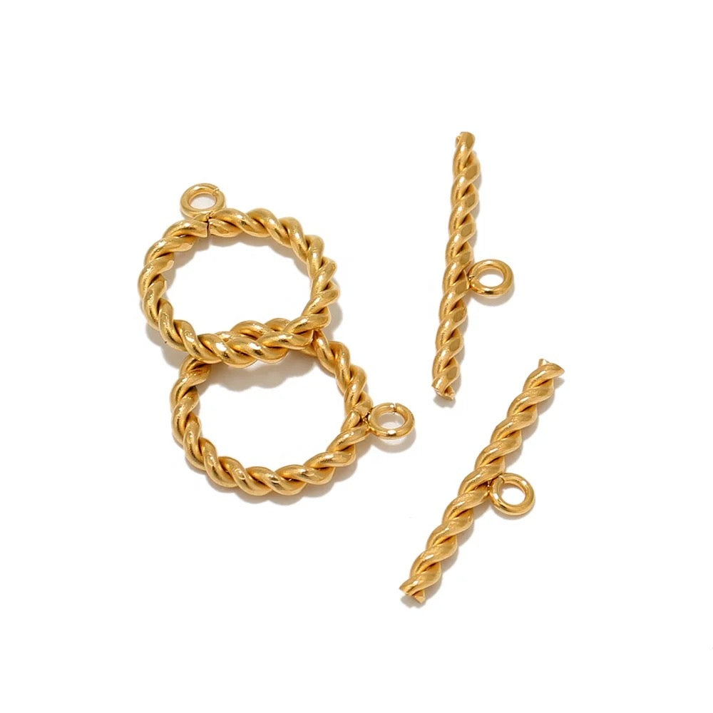 SS 1155 - Gold toggle clasp 18k gold plated stainless steel - per set - anti tarnish