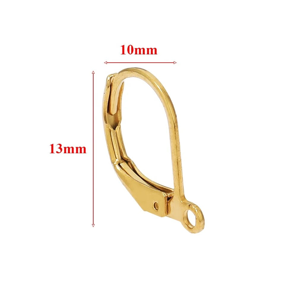 SS 1159 - Gold ear hooks 18k gold plated stainless steel - per pair - anti tarnish