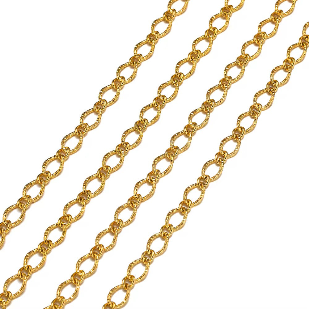 Chunky textured Gold Stainless steel chain - per feet - Anti tarnish