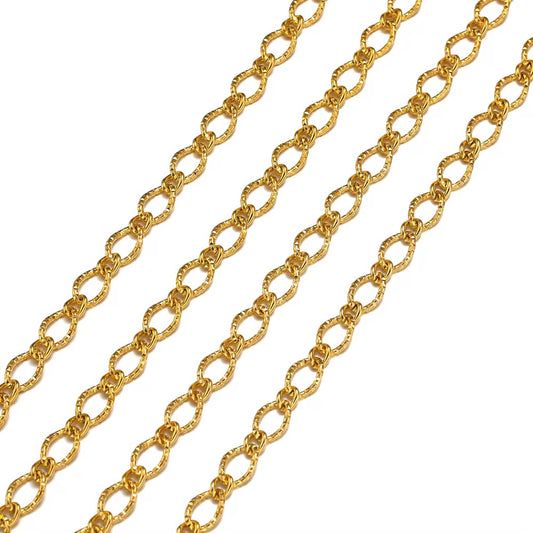 Chunky textured Gold Stainless steel chain - per feet - Anti tarnish