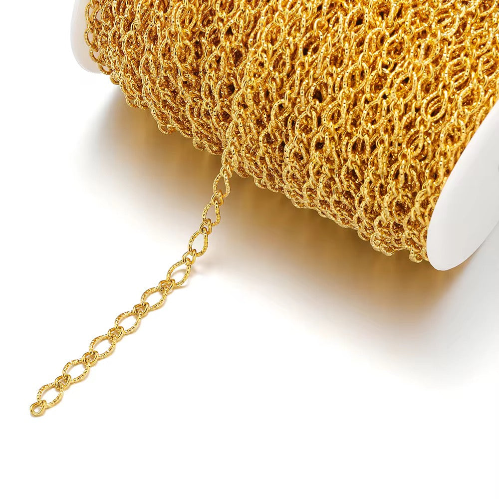 Chunky textured Gold Stainless steel chain - per feet - Anti tarnish