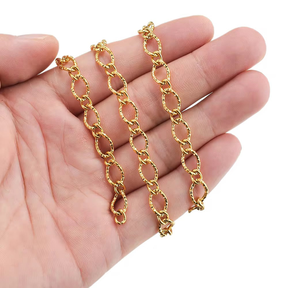 Chunky textured Gold Stainless steel chain - per feet - Anti tarnish