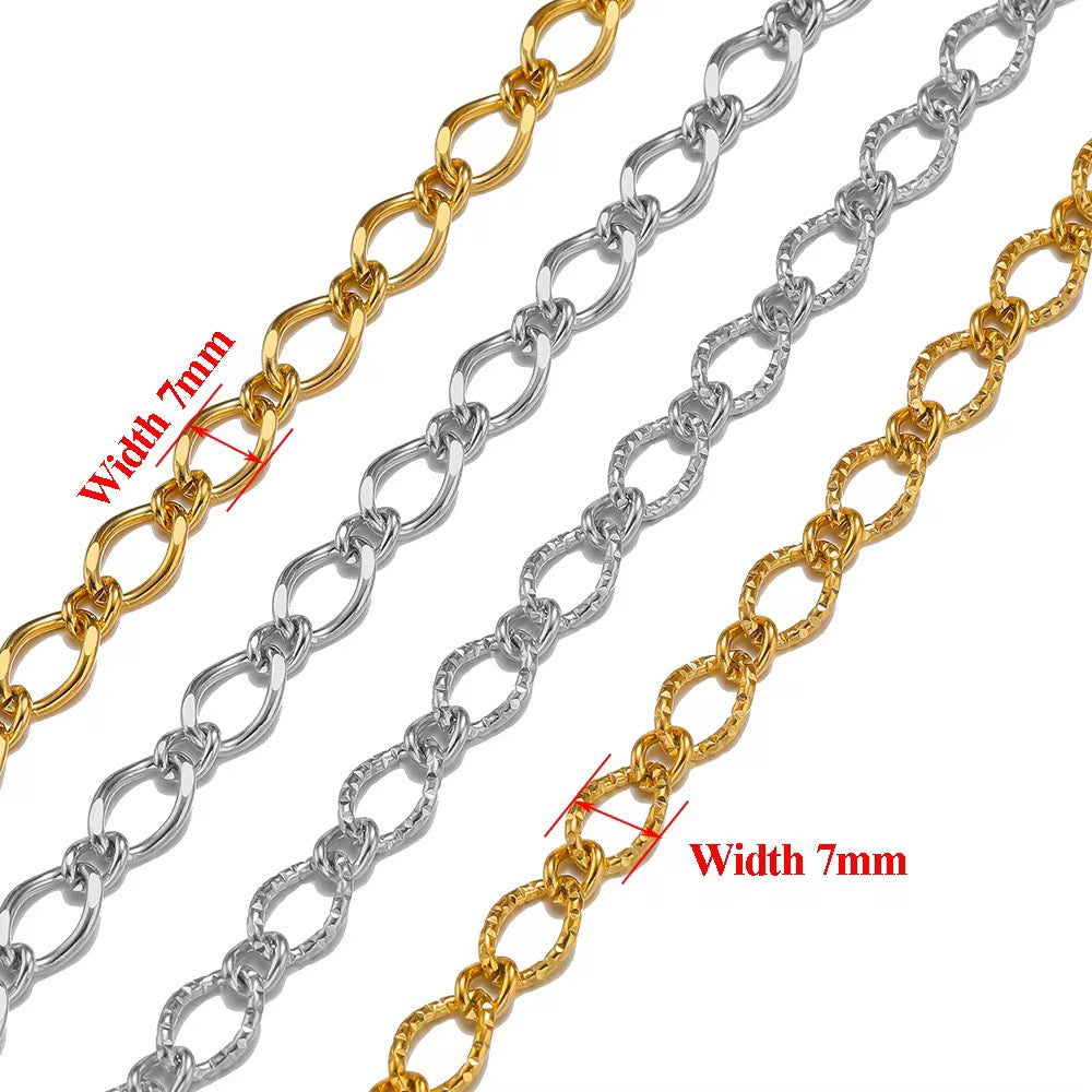 Chunky textured Gold Stainless steel chain - per feet - Anti tarnish