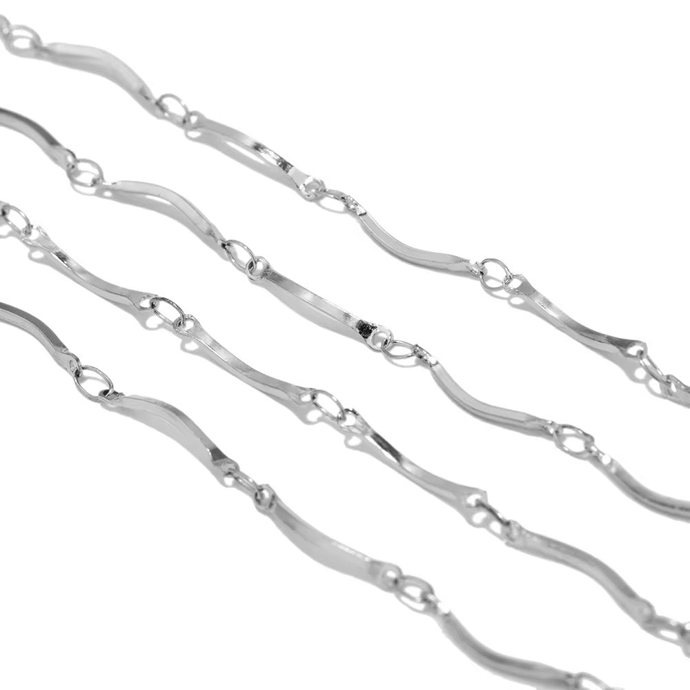 Bend chain Silver Stainless steel chain - per feet - Anti tarnish