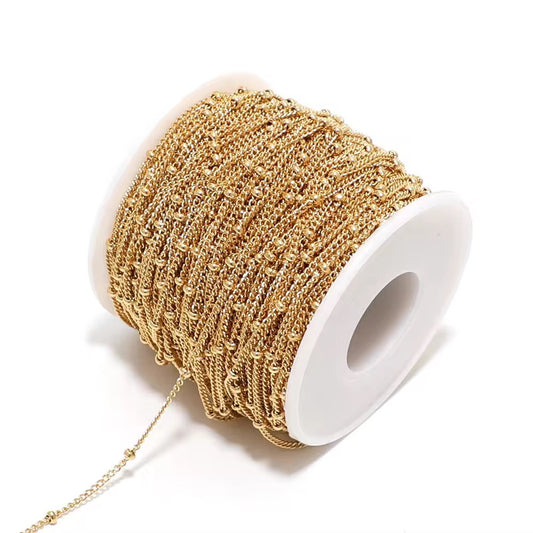 Bead Curb Gold Stainless steel chain - per feet - Anti tarnish