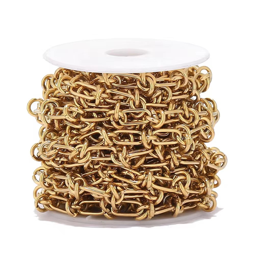 Chunky knot Gold Stainless steel chain - per feet - Anti tarnish