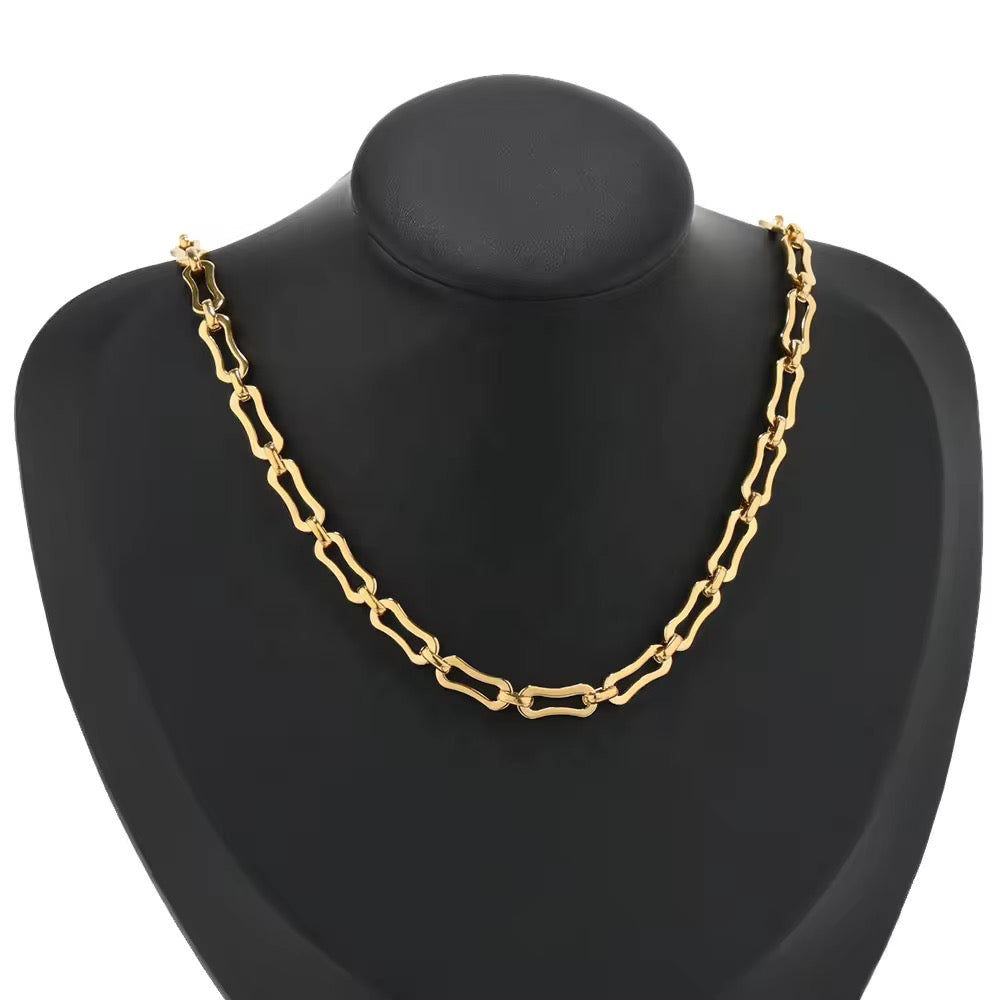 Bone shape thick Gold Stainless steel chain - per feet - Anti tarnish