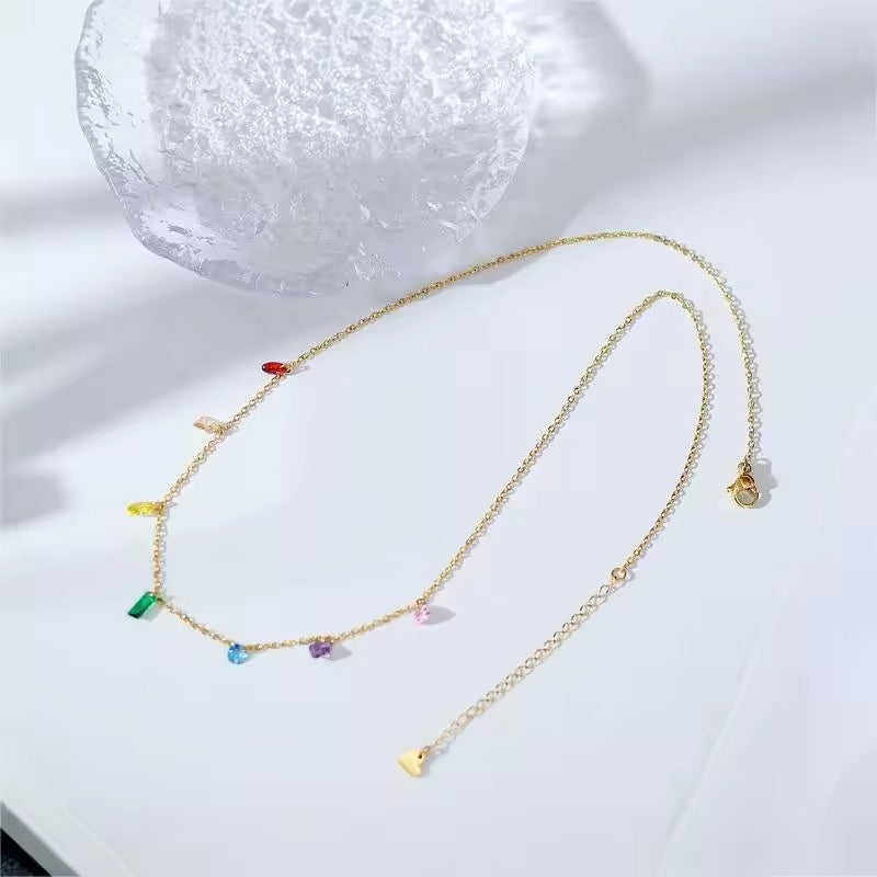 SS 30 Colour stone dainty chain - 18k stainless steel - Anti tarnish - Wholesale