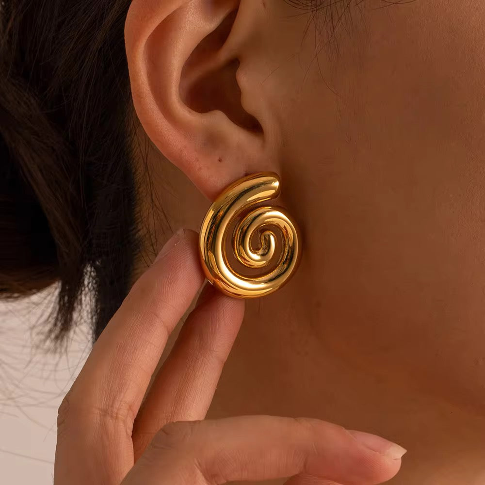 SS 32 Swirl Earrings - 18k stainless steel - Anti tarnish - Wholesale