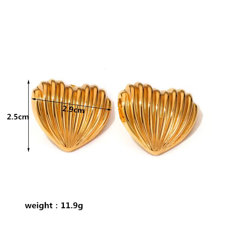 SS 39 Heart Stripe Earrings - 18k stainless steel - Anti tarnish - Wholesale