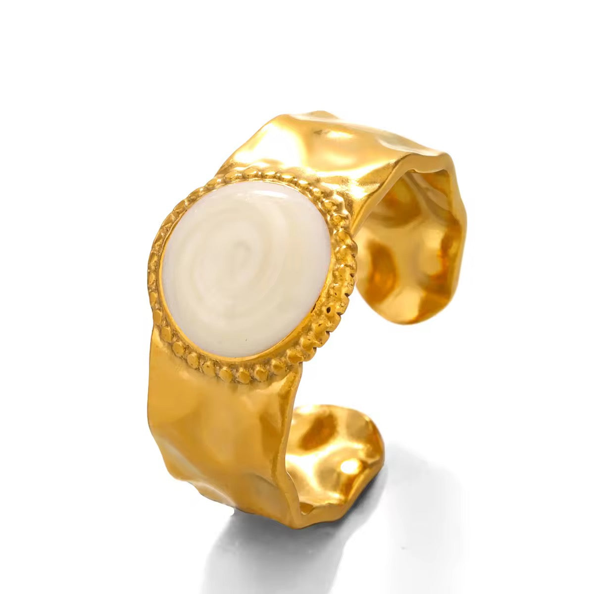 SS 49 White stone chunky Ring - 18k stainless steel - Anti tarnish - Wholesale