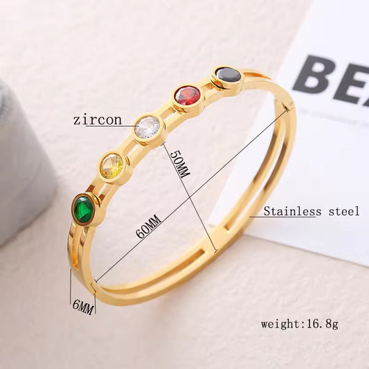 SS 55 Colourful zircon bracelet - 18k stainless steel - Anti tarnish - Wholesale