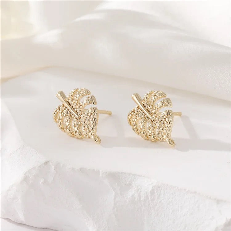 GP 1244 Leaf 14k gold plated stud - per pair - anti tarnish