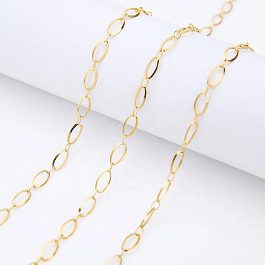 Oval Gold Stainless steel chain - per feet - Anti tarnish