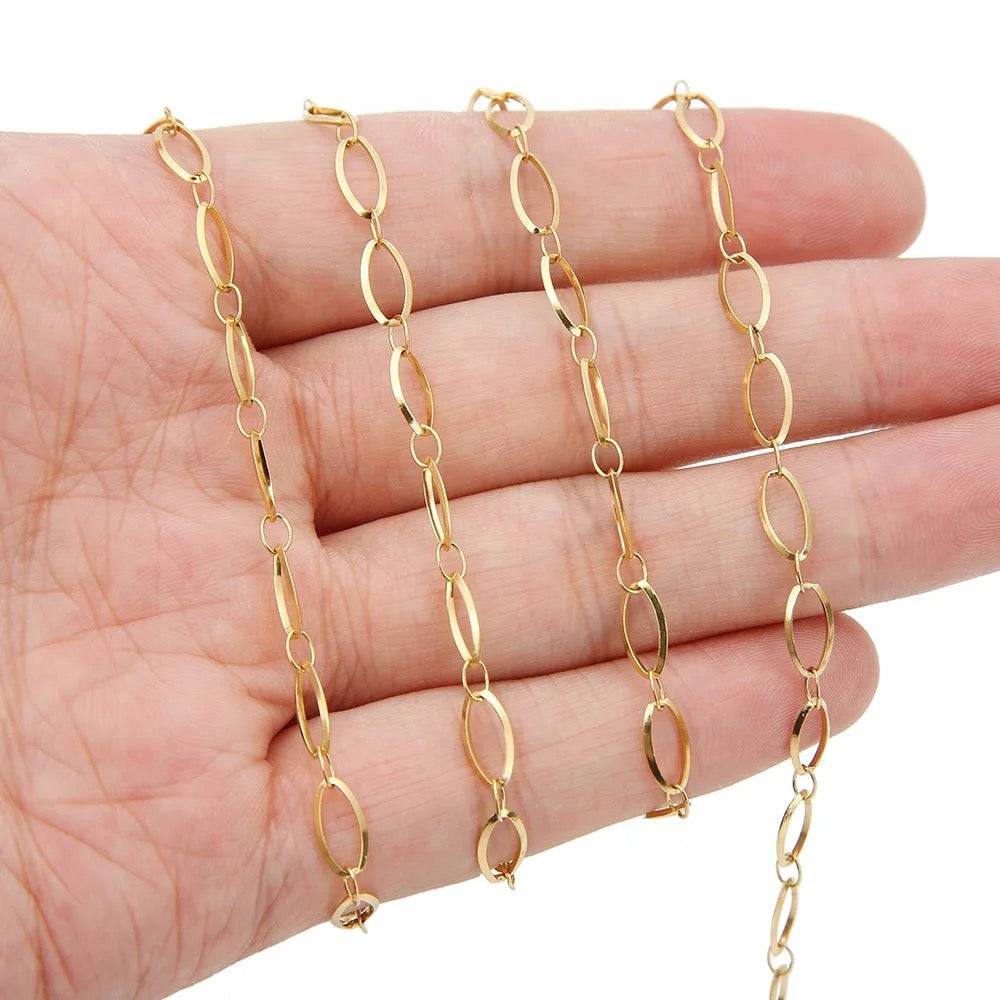 Oval Gold Stainless steel chain - per feet - Anti tarnish